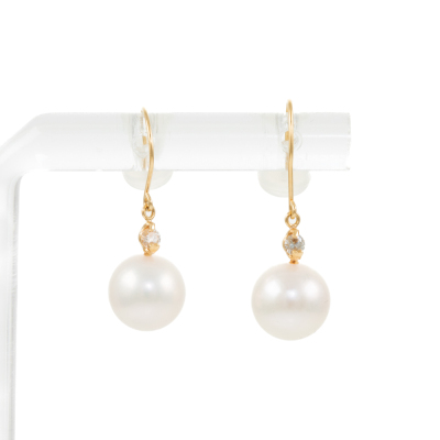 8.0mm Cultured Pearl & Diamond Earrings