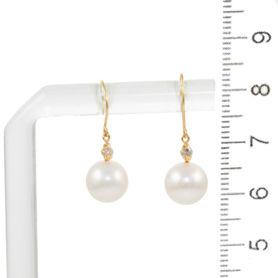 8.0mm Cultured Pearl & Diamond Earrings - 2