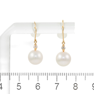 8.0mm Cultured Pearl & Diamond Earrings - 3