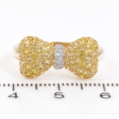 Yellow & White Diamond Dress Ring - 2