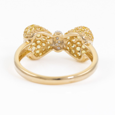 Yellow & White Diamond Dress Ring - 4