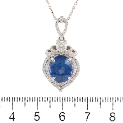 4.75ct Ceylon Sapphire & Diamond Pendant - 2