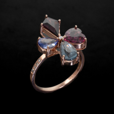 Ceylon Sapphire, Spinel and Diamond Ring - 7