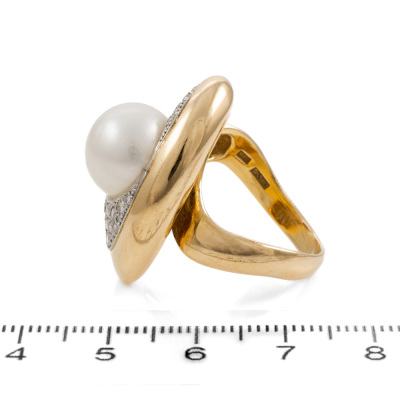 11.5mm South Sea Pearl & Diamond Ring - 3