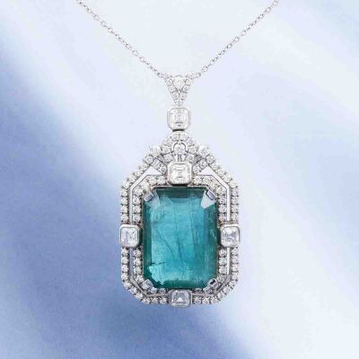 27.42ct Zambian Emerald & Diamond Pendant - 8