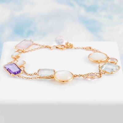 Multi-Colour Quartz and MOP Bracelet - 7