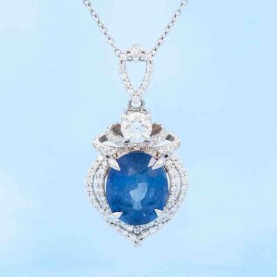 4.75ct Ceylon Sapphire & Diamond Pendant - 8