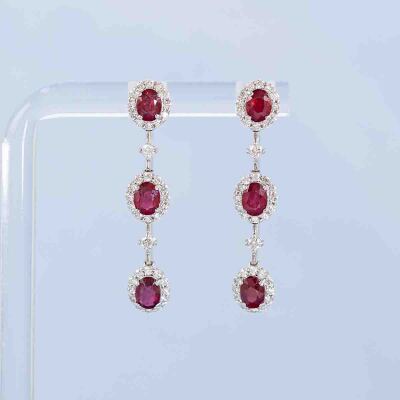 2.00ct Ruby & Diamond Earrings - 6