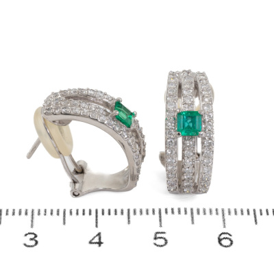 0.44ct Emerald and Diamond Earrings - 2