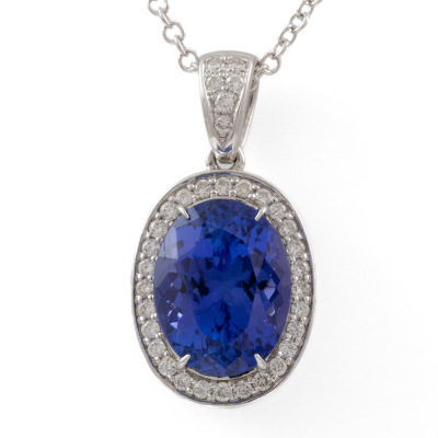 5.40ct Tanzanite and Diamond Pendant