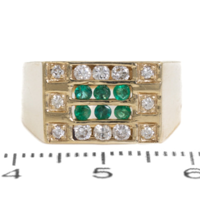 Emerald and Diamond Mens Ring - 2