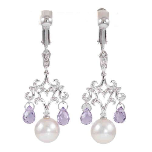 8.3mm Akoya Pearl and Diamond Earrings