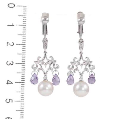 8.3mm Akoya Pearl and Diamond Earrings - 2