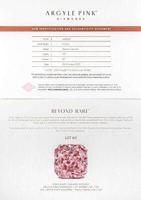 Argyle Pink Tender Diamond 0.94ct 6P VS1 - 18