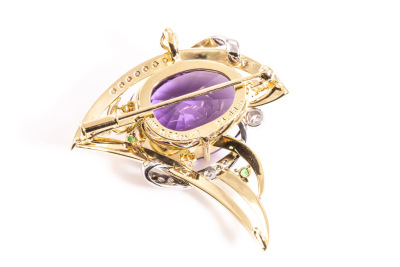 24.98ct Amethyst and Diamond Brooch - 4