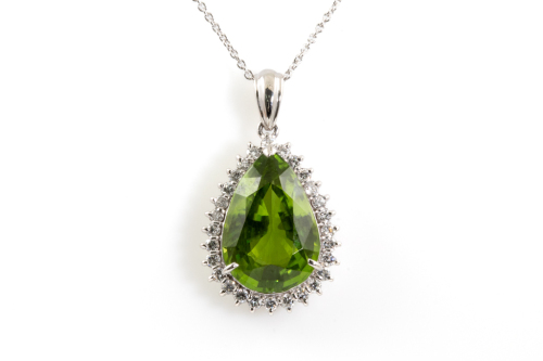 10.17ct Peridot and Diamond Pendant