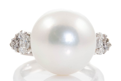 14.3mm South Sea Pearl & Diamond Ring