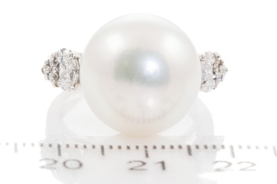 14.3mm South Sea Pearl & Diamond Ring - 6