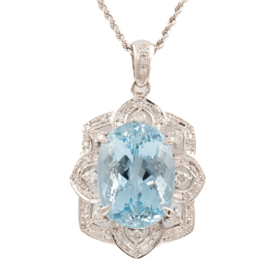 16.69ct Aquamarine & Diamond Pendant