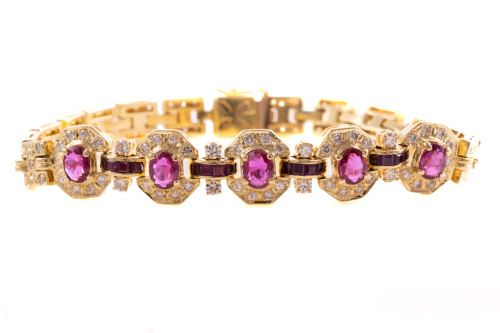 1.96ct Ruby and 2.22ct Diamond Bracelet