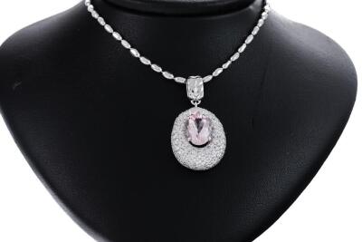 2.85ct Morganite and Diamond Pendant - 5