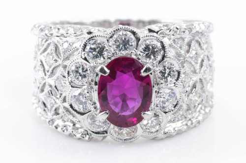 1.22ct Thai Ruby and Diamond Ring GIA