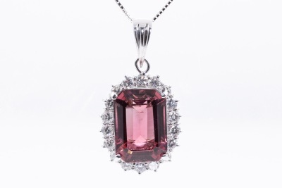 9.67ct Rubellite and Diamond Pendant