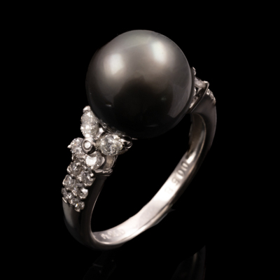 11.2mm Tahitian Pearl & Diamond Ring - 5