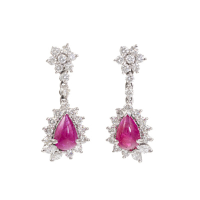 2.23ct Ruby and 1.39ct Diamonds Earrings