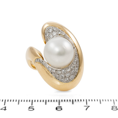 11.5mm South Sea Pearl & Diamond Ring - 2