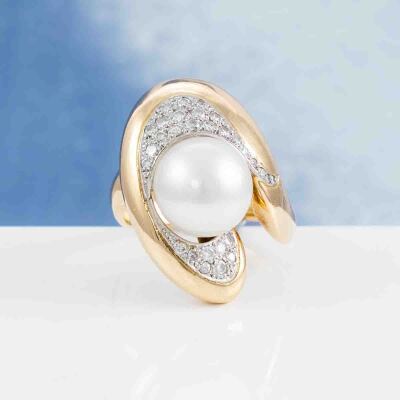 11.5mm South Sea Pearl & Diamond Ring - 7