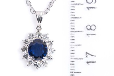 1.74ct Blue Sapphire and Diamond Pendant - 4