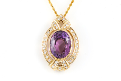 19.03ct Amethyst and Diamond Pendant