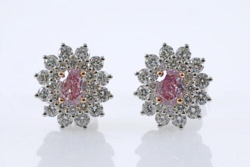 0.67ct Centre Fancy Intense Purple-Pink Diamond Earrings GIA