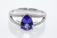 Pear Shape Tanzanite and Diamond Ring