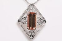 Imperial Topaz and Diamond Pendant