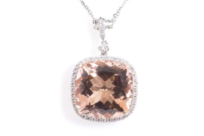 28.58ct Morganite and Diamond Pendant