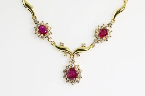 2.11ct Ruby and Diamond Necklace