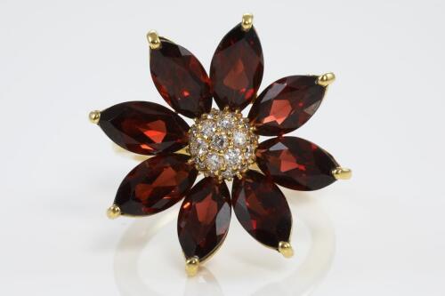 10.40ct Garnet and Diamond Ring