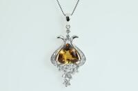 3.40ct Citrine and Diamond Pendant