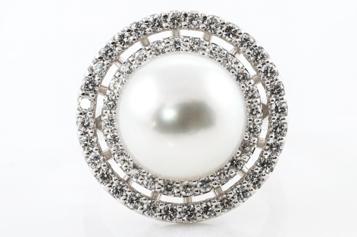 11.9mm South Sea Pearl and Diamond Ring