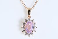 Pink Sapphire and Diamond Pendant