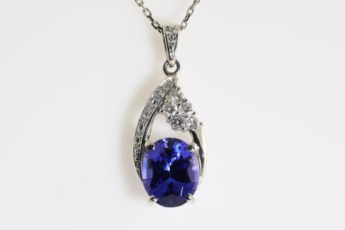 2.96ct Tanzanite and Diamond Pendant