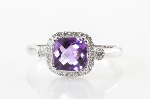 1.23ct Amethyst and Diamond Ring