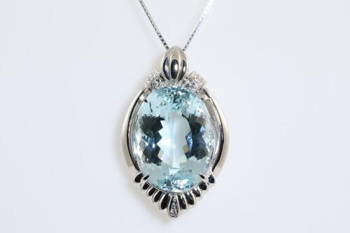 18.96ct Aquamarine and Diamond Pendant