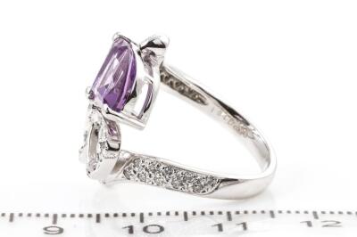 Amethyst & Diamond Ring 18ct White Gold - 3